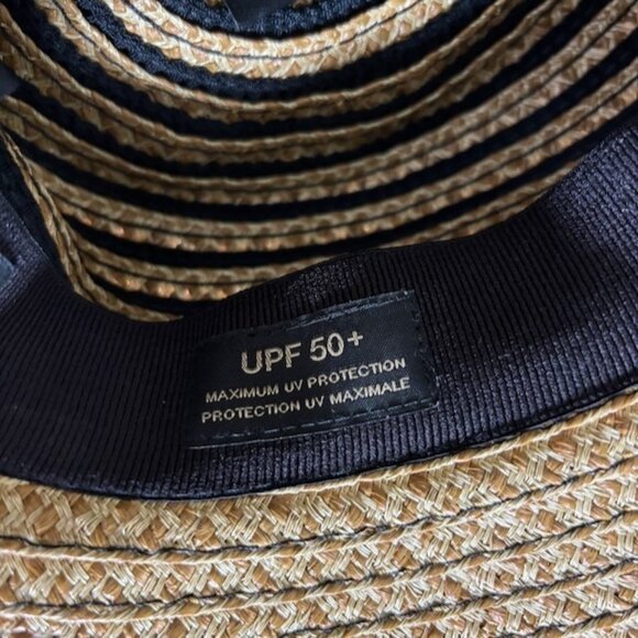 Eric Javits Squishee Womens Bucket Hat Beige Black Stripe UPF 50+ Beach Bohemian - Picture 8 of 13